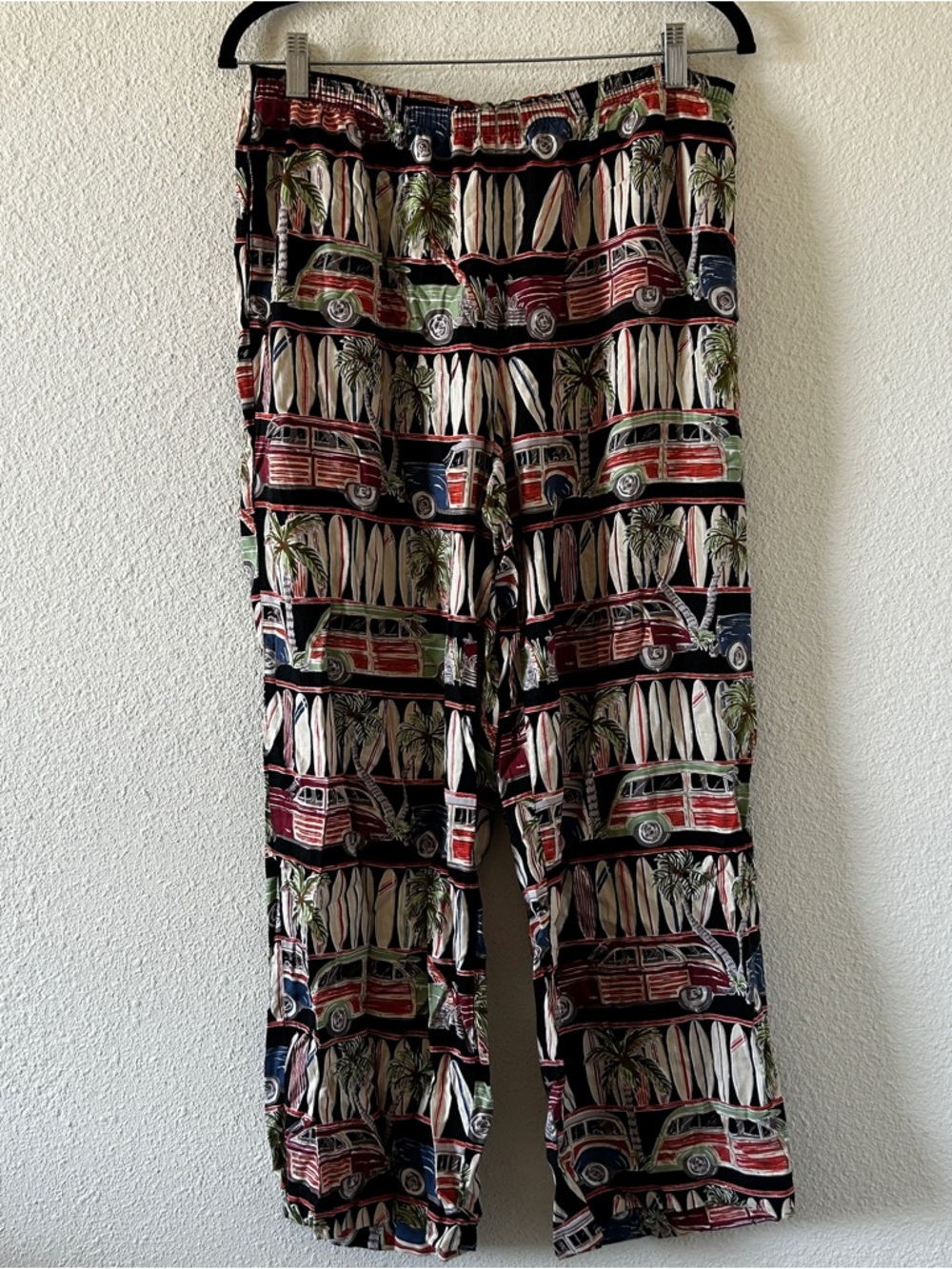 VTG Weekend Clothes Line Novelty Car Palm Tree Board Vaca Pants Women’s Large